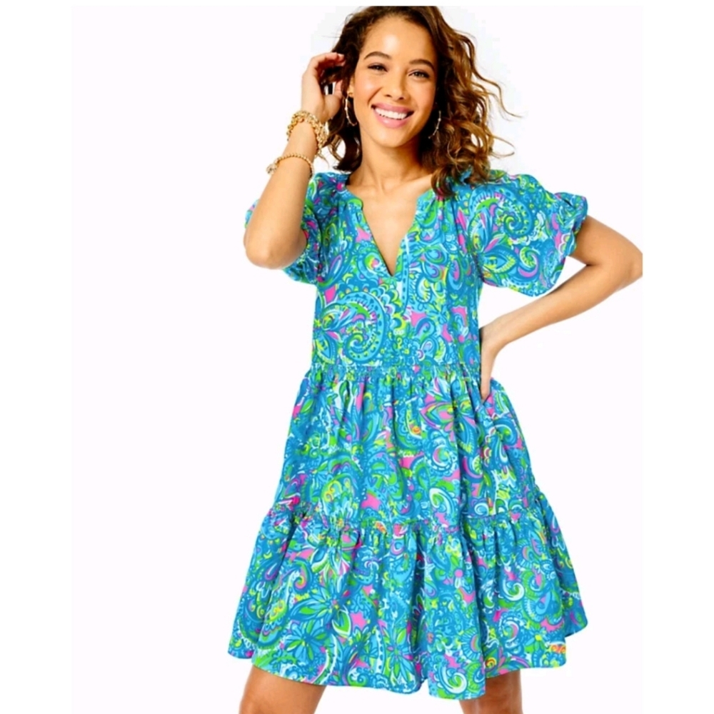 nwt Lilly Pulitzer shannon puff sleeve babydoll resortwear xs